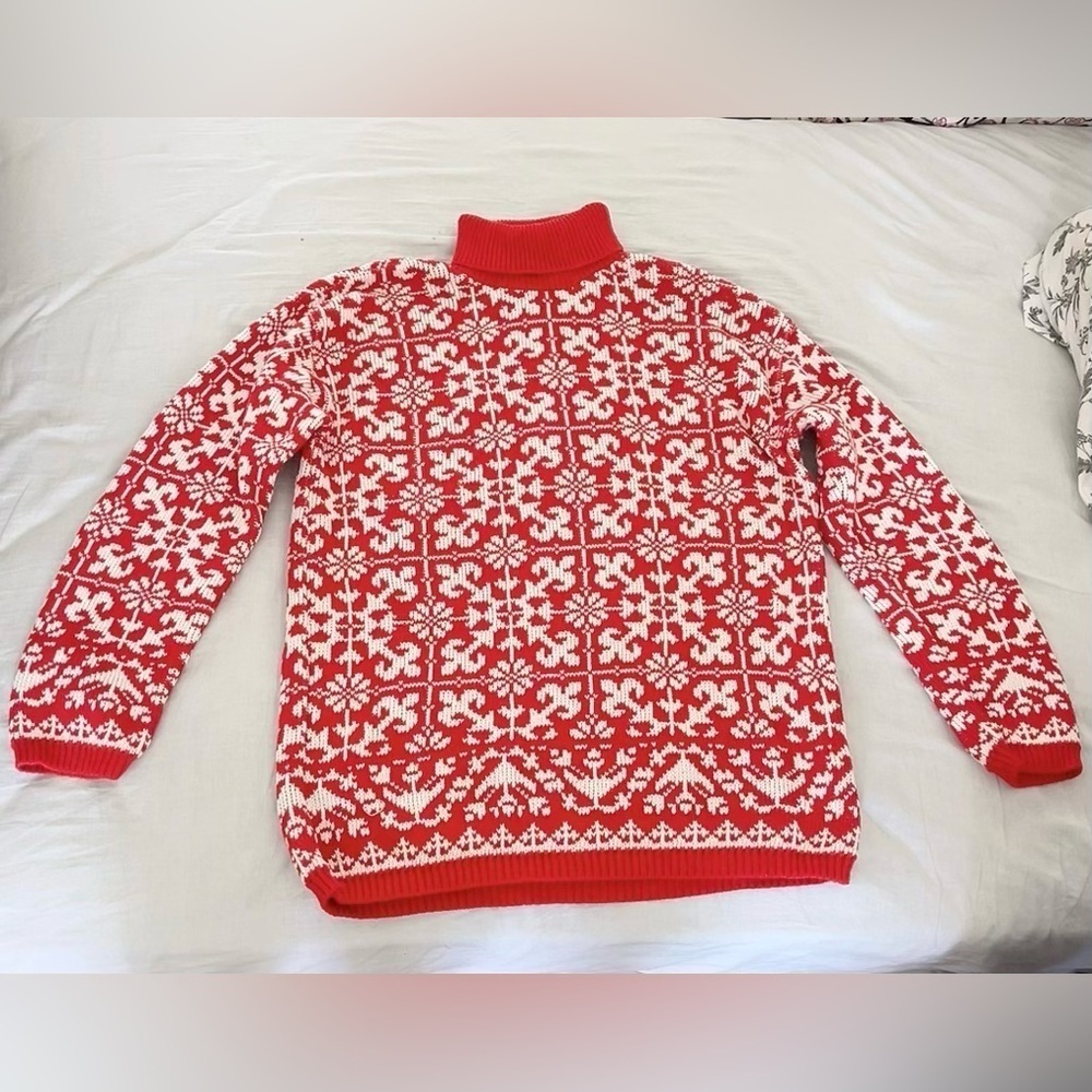 Snowflake Pattern Long Sleeve Sweater‎ S boho Christmas